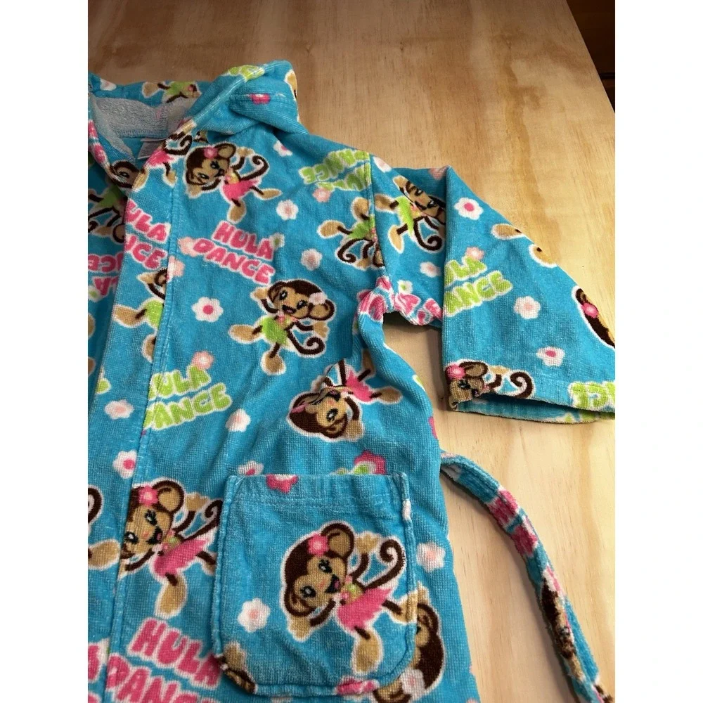 St. Eve Swim Girls Hula Dance Monkey Hooded Cover Up Robe Size L 10/12 Tropical